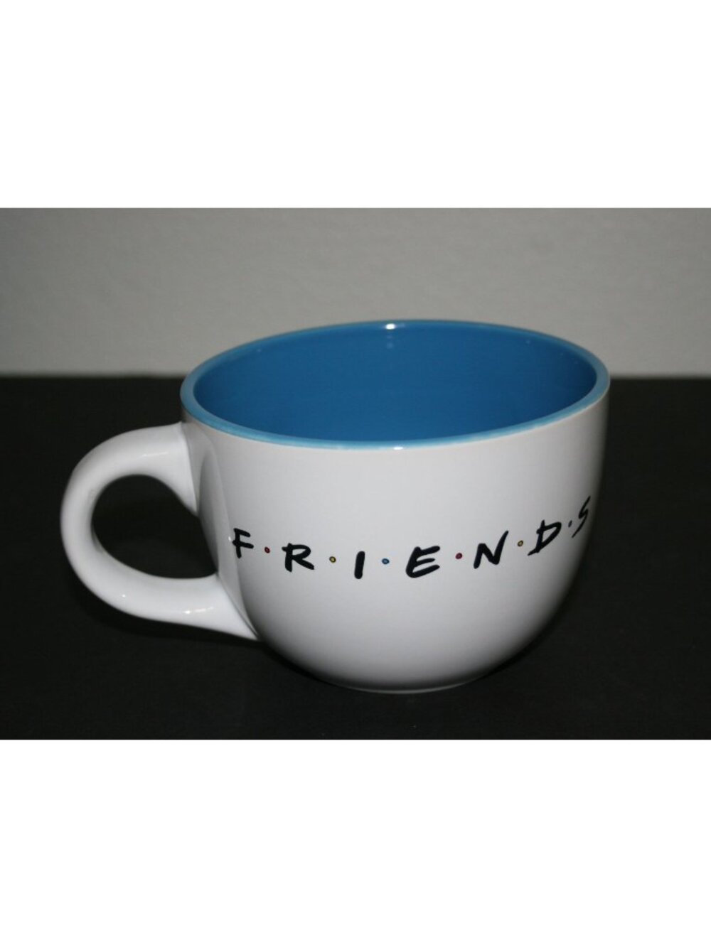Friends TV Show Oversized Ceramic Mug White & Blue Interior 24 Oz